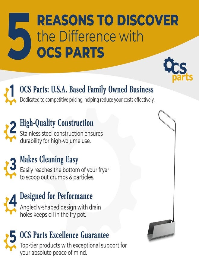 OCSParts OCS Parts 20" Deep Fryer Scoop - Stainless Steel Fryer Cleaner - Crumb Cleaner with Drain Holes - Image 2